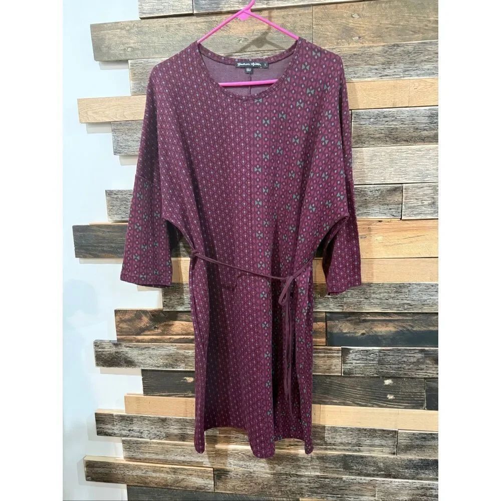 Gudrun Sjoden midi burgundy dress size Large